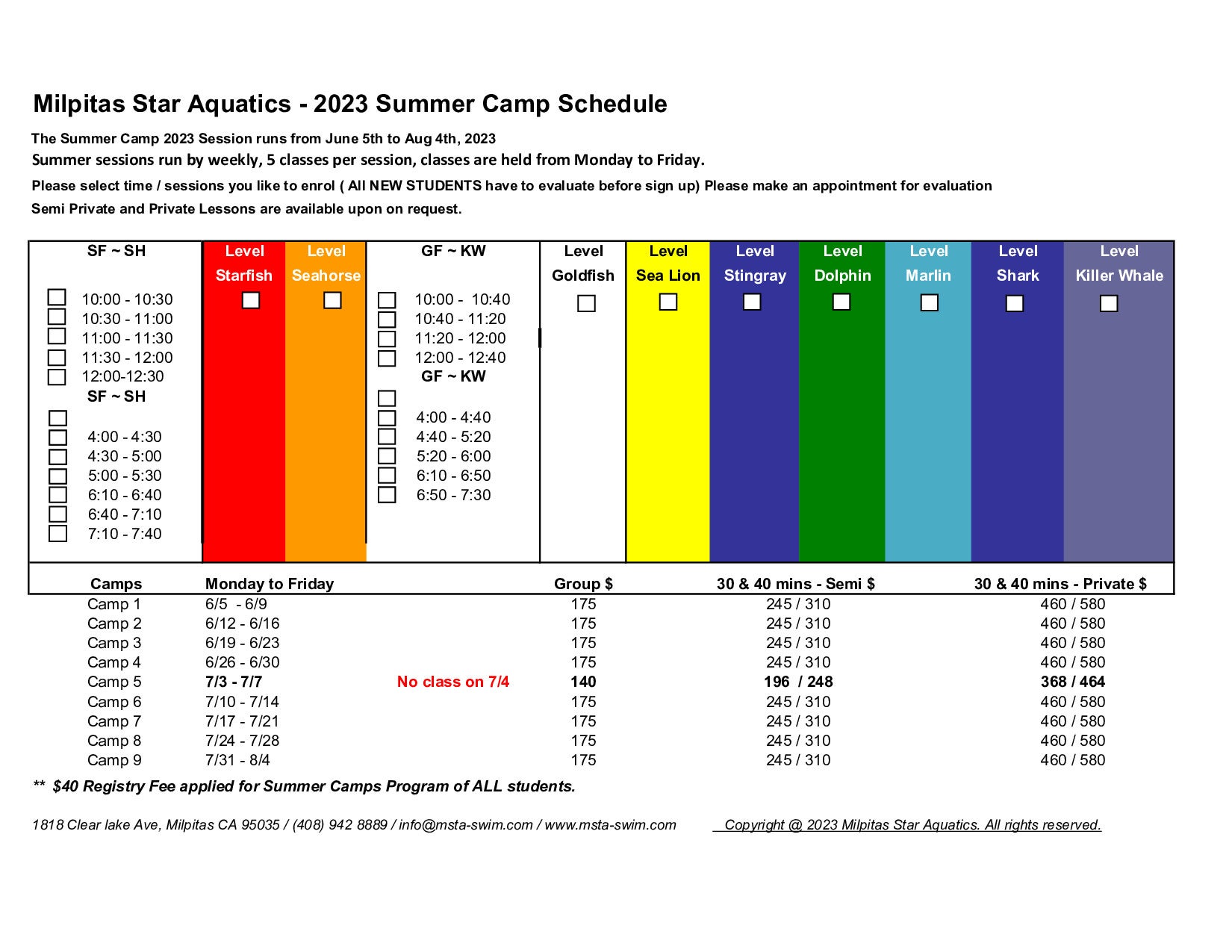Milpitas Swim Facility Milpitas Star Aquatics